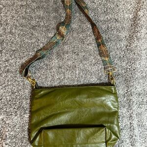 Olive Green Faux/Vegan Leather Crossbody Bag